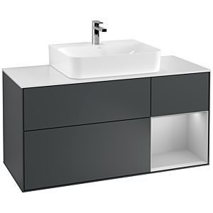 Villeroy und Boch Finion Waschtischunterschrank F171GJHG 120cm, Abdeckplatte white matt, Regal rechts Light grey matt, Midnight Blue Matt Lacquer