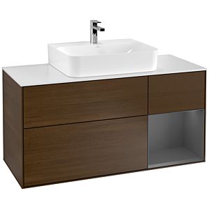 Villeroy and Boch Finion Villeroy and Boch Finion F171GKGN 120cm, cover plate matt white, shelf right anthracite matt, walnut veneer