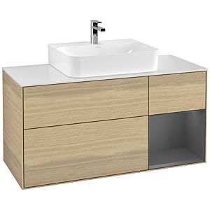Villeroy et Boch Finion Villeroy et Boch F171GKPC 120cm, plaque de recouvrement blanc mat, étagère droite anthracite mat, Oak Veneer