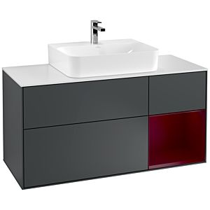 Villeroy und Boch Finion Waschtischunterschrank F171HBHG 120cm, Abdeckplatte white matt, Regal rechts Peony, Midnight Blue Matt Lacquer