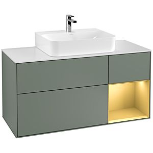 Villeroy and Boch Finion Villeroy and Boch Finion F171HFGM 120cm, cover plate white matt, shelf right gold matt, Olive Matt Lacquer