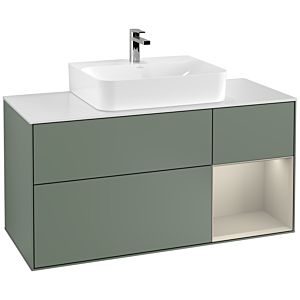 Villeroy and Boch Finion Villeroy and Boch Finion F171HHGM 120cm, cover plate matt white, shelf on the right Sand matt, Olive Matt Lacquer