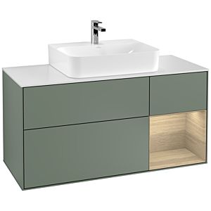 Villeroy and Boch Finion Villeroy and Boch Finion F171PCGM 120cm, cover plate matt white, shelf on the right Oak Veneer , Olive Matt Lacquer