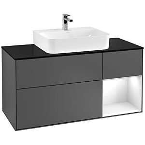 Villeroy and Boch Finion Villeroy and Boch Finion F172GFGK 120cm, cover plate black matt, shelf on the right glossy white lacquer, anthracite matt