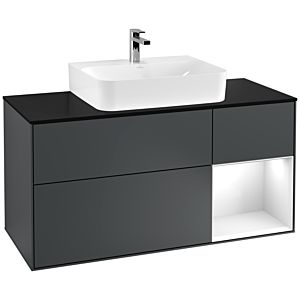 Villeroy and Boch Finion Villeroy and Boch Finion F172GFHG 120cm, cover plate black matt, shelf right Glossy white lacquer, Midnight Blue Matt Lacquer