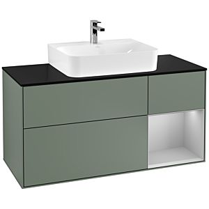Villeroy and Boch Finion Villeroy and Boch Finion F172GJGM 120cm, cover plate black matt, shelf right light gray matt, Olive Matt Lacquer