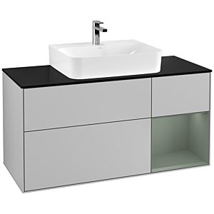 Villeroy and Boch Finion Villeroy and Boch Finion F172GMGJ 120cm, cover plate black matt, shelf on the right Olive Matt Lacquer , light gray matt