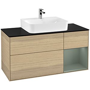 Villeroy et Boch Finion Villeroy et Boch F172GMPC 120cm, plaque de finition noir mat, étagère à droite Olive Matt Lacquer , Oak Veneer