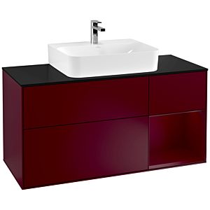 Villeroy und Boch Finion Waschtischunterschrank F172HBHB 120cm, Abdeckplatte black matt, Regal rechts Peony, Peony Matt