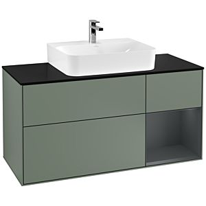 Villeroy and Boch Finion Villeroy and Boch Finion F172HGGM 120cm, cover plate black matt, shelf on the right Midnight Blue Matt Lacquer , Olive Matt Lacquer