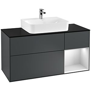Villeroy and Boch Finion Villeroy and Boch Finion F172MTHG 120cm, cover plate black matt, shelf right white matt lacquer, Midnight Blue Matt Lacquer