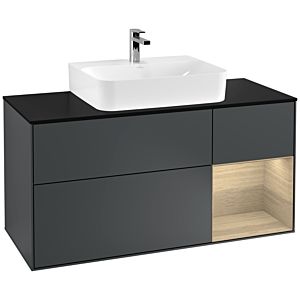 Villeroy et Boch Finion Villeroy et Boch F172PCHG 120cm, plaque de finition noir mat, étagère à droite Oak Veneer , Midnight Blue Matt Lacquer