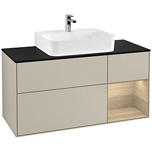 Villeroy and Boch Finion Villeroy and Boch Finion F172PCHH 120cm, cover plate matt black, shelf on the right Oak Veneer , Sand Matt Lacquer