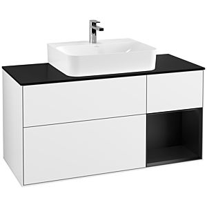 Villeroy and Boch Finion Villeroy and Boch Finion F172PDGF 120cm, cover plate black matt, shelf on the right black matt lacquer, glossy white lacquer