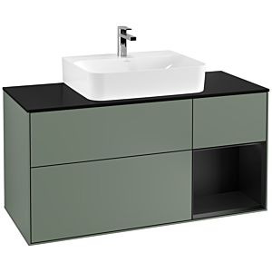 Villeroy and Boch Finion Villeroy and Boch Finion F172PDGM 120cm, cover plate black matt, shelf on the right black matt lacquer, Olive Matt Lacquer