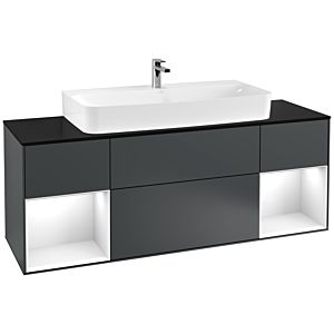 Villeroy and Boch Finion Villeroy and Boch Finion F212GFHG 160cm, cover plate matt black, shelves Glossy white lacquer, Midnight Blue Matt Lacquer
