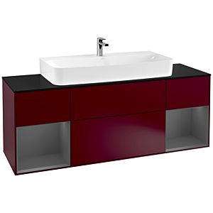 Villeroy et Boch Finion Villeroy et Boch F212GKHB 160cm, plaque de finition noir mat, étagères Laque anthracite mat, Peony Matt