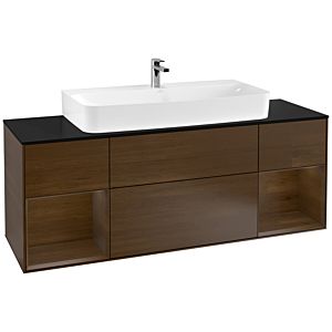 Villeroy et Boch Finion Villeroy et Boch F212GNGN 160cm, plaque de finition noir mat, étagères placage noyer, placage noyer