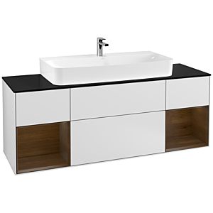 Villeroy and Boch Finion Villeroy and Boch Finion F212GNMT 160cm, black matt cover plate, walnut veneer shelves, white matt lacquer