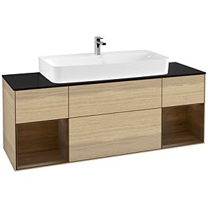 Villeroy et Boch Finion Villeroy et Boch F212GNPC 160cm, couvercle noir mat, étagères placage noyer, Oak Veneer