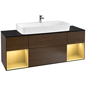 Villeroy and Boch Finion Villeroy and Boch Finion F212HFGN 160cm, cover plate black matt, shelves gold matt lacquer, walnut veneer