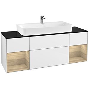 Villeroy and Boch Finion Villeroy and Boch Finion F212PCGF 160cm, cover plate matt black, shelves Oak Veneer , glossy white lacquer