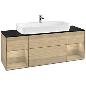 Villeroy et Boch Finion Villeroy et Boch F212PCPC 160cm, plaque de finition noir mat, étagères Oak Veneer , Oak Veneer