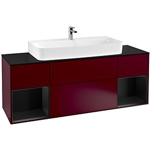 Villeroy et Boch Finion Villeroy et Boch F212PDHB 160cm, plaque de finition noir mat, étagères laqué noir mat, Peony Matt