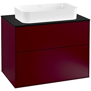 Villeroy und Boch Finion Waschtischunterschrank F22200HB 80x60,3cm, Abdeckplatte black matt, Peony Matt