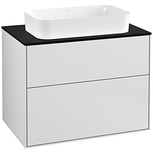 Villeroy und Boch Finion Waschtischunterschrank F22200MT 80x60,3cm, Abdeckplatte black matt, White matt lacquer