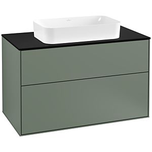 Villeroy und Boch Finion Waschtischunterschrank F23200GM 100x60,3cm, Abdeckplatte black matt, Olive Matt Lacquer