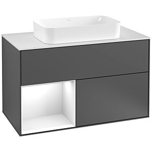 Villeroy and Boch Finion Villeroy and Boch Finion F241GFGK 100x60.3cm, cover plate white matt, shelf left glossy white lacquer, anthracite matt
