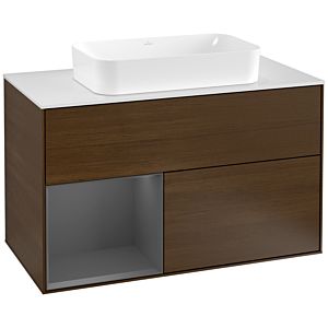 Villeroy and Boch Finion Villeroy and Boch Finion F241GKGN 100x60.3cm, cover plate matt white, shelf left anthracite matt, walnut veneer
