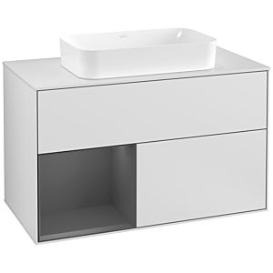 Villeroy and Boch Finion Villeroy and Boch Finion F241GKMT 100x60.3cm, cover plate matt white, shelf left anthracite matt, matt white lacquer