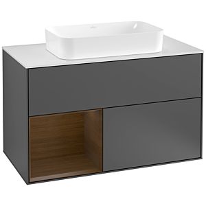 Villeroy and Boch Finion Villeroy and Boch Finion F241GNGK 100x60.3cm, cover plate white matt, shelf left walnut veneer, anthracite matt
