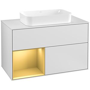 Villeroy and Boch Finion Villeroy and Boch Finion F241HFMT 100x60.3cm, cover plate white matt, shelf left gold matt, white matt lacquer