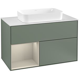 Villeroy and Boch Finion Villeroy and Boch Finion F241HHGM 100x60.3cm, cover plate matt white, shelf on the left Sand Matt Lacquer , Olive Matt Lacquer