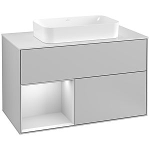 Villeroy and Boch Finion Villeroy and Boch Finion F241MTGJ 100x60.3cm, cover plate white matt, shelf left white matt lacquer, light gray matt