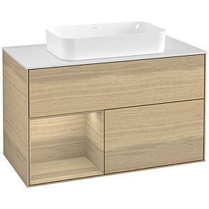 Villeroy et Boch Finion Villeroy et Boch F241PCPC 100x60,3cm, plaque de finition blanc mat, étagère à gauche Oak Veneer , Oak Veneer