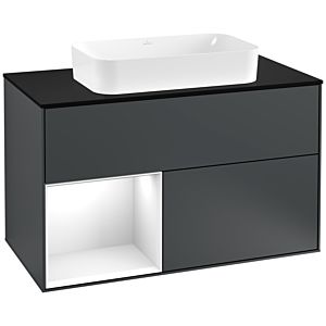 Villeroy and Boch Finion Villeroy and Boch Finion F242GFHG 100x60.3cm, cover plate black matt, shelf left glossy white lacquer, Midnight Blue Matt Lacquer