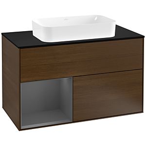Villeroy and Boch Finion Villeroy and Boch Finion F242GKGN 100x60.3cm, cover plate black matt, shelf left anthracite matt, walnut veneer
