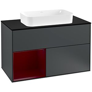 Villeroy and Boch Finion Villeroy and Boch Finion F242HBHG 100x60.3cm, cover plate black matt, shelf left Peony , Midnight Blue Matt Lacquer