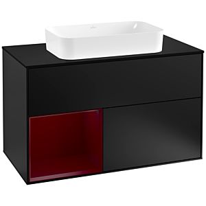 Villeroy and Boch Finion Villeroy and Boch Finion F242HBPD 100x60.3cm, cover plate black matt, shelf on the left Peony , black matt lacquer