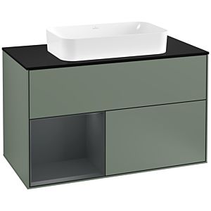 Villeroy and Boch Finion Villeroy and Boch Finion F242HGGM 100x60.3cm, cover plate matt black, shelf left Midnight Blue Matt Lacquer , Olive Matt Lacquer