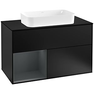 Villeroy et Boch Finion Villeroy et Boch F242HGPD 100x60,3cm, plaque de finition noir mat, étagère gauche Midnight Blue Matt Lacquer , laqué noir mat