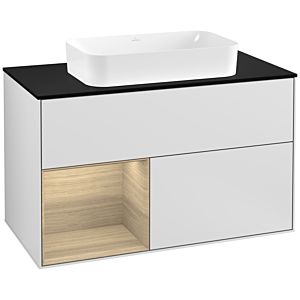 Villeroy and Boch Finion Villeroy and Boch Finion F242PCMT 100x60.3cm, cover plate black matt, shelf left Oak Veneer , white matt lacquer