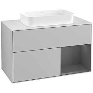 Villeroy and Boch Finion Villeroy and Boch Finion F251GKGJ 100x60.3cm, cover plate matt white, shelf on the right anthracite matt, light gray matt