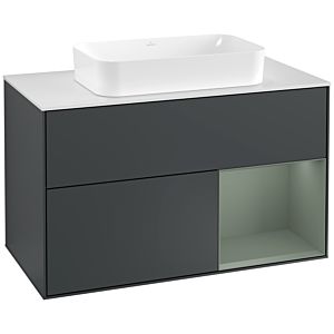 Villeroy and Boch Finion Villeroy and Boch Finion F251GMHG 100x60.3cm, cover plate matt white, shelf on the right Olive Matt Lacquer , Midnight Blue Matt Lacquer
