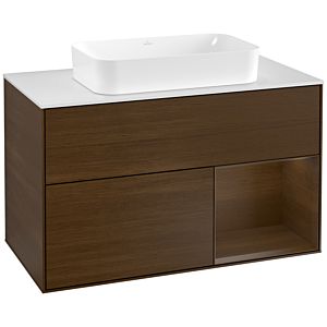 Villeroy and Boch Finion Villeroy and Boch Finion F251GNGN 100x60.3cm, cover plate matt white, shelf on the right Walnut veneer, Walnut veneer