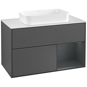 Villeroy and Boch Finion Villeroy and Boch Finion F251HGGK 100x60.3cm, cover plate white matt, shelf on the right Midnight Blue Matt Lacquer , anthracite matt